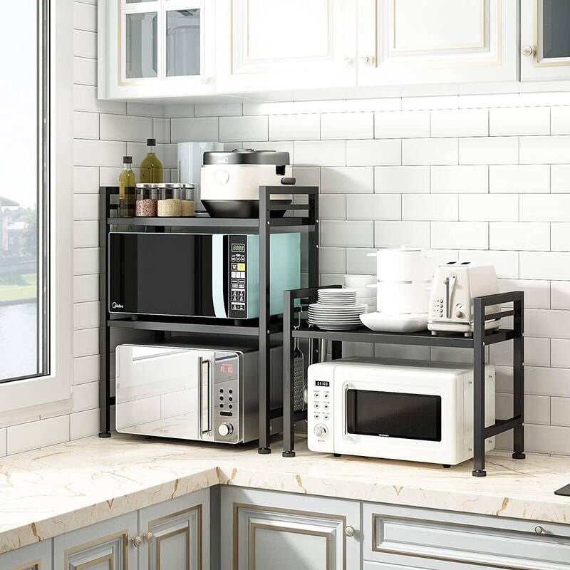 Expandable Microwave Rack, Countertop Kitchen - 12.6"D x 23.6"W x 30"H