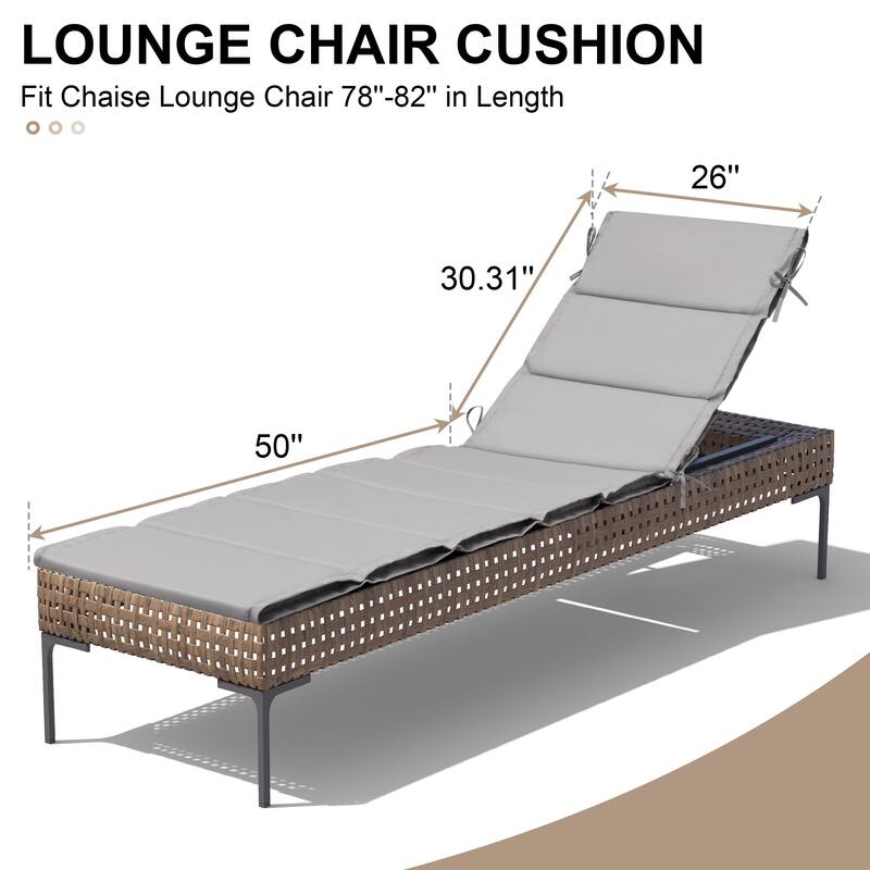 Outdoor Patio Chaise Lounge Cushion Lounger Cushion