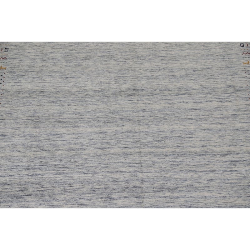 Ivory & Blue Gabbeh Oriental Area Rug Handmade Wool Carpet - 9'1"x 11'10"