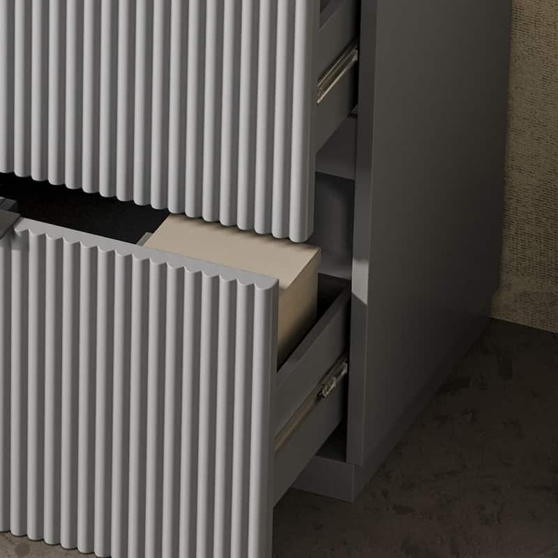 Roomfitters 30" Bathroom Vanity with Ceramic Sink, Full-Extension Soft-Close storage units and Fluted Design