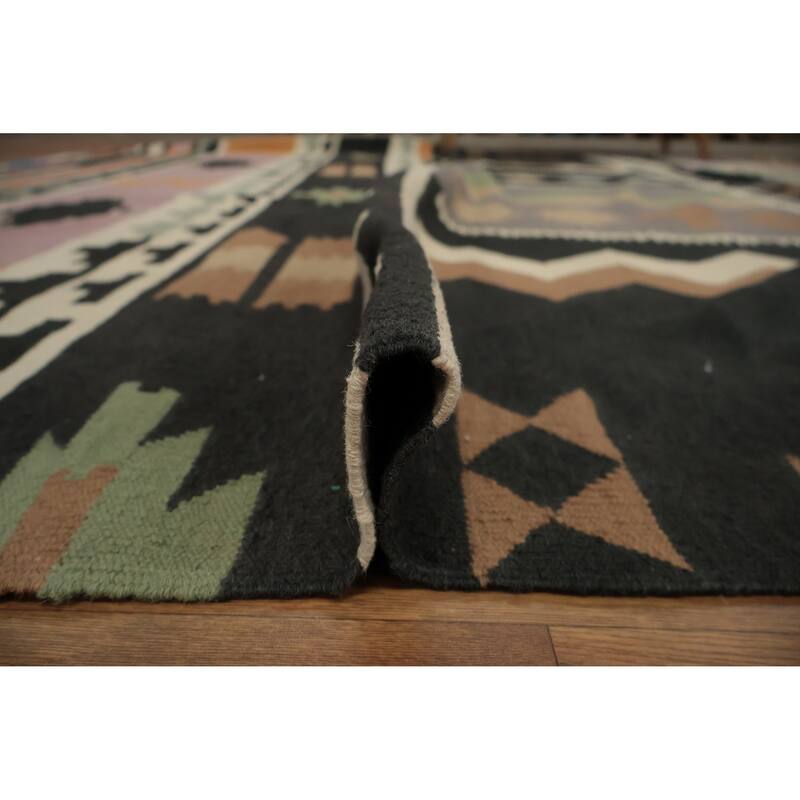 Hand Woven Oriental 100% Wool Carpet Southwestern Tribal Multi-Colored Kilim Area Rug - 11' 4'' X 11' 5''