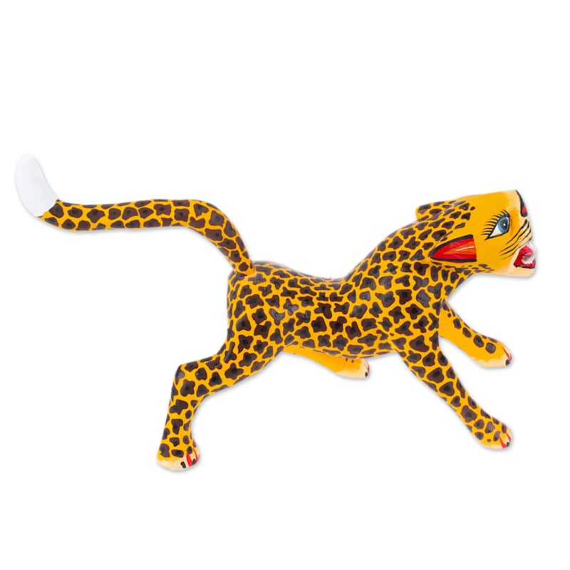 Novica Handmade Fierce Jaguar Wood Alebrije Sculpture