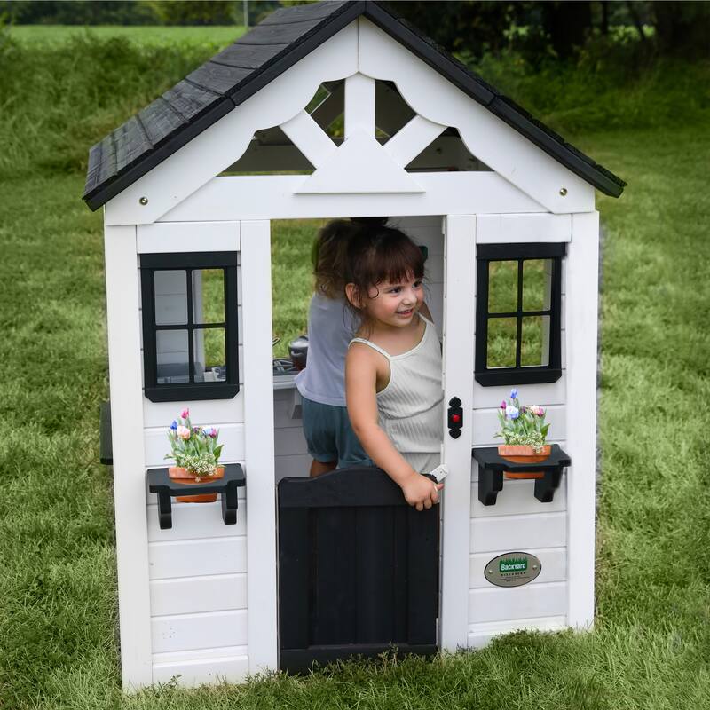 Backyard Discovery Sweetwater White Wooden Playhouse, Play Kitchen - 3'6" x 3'10"