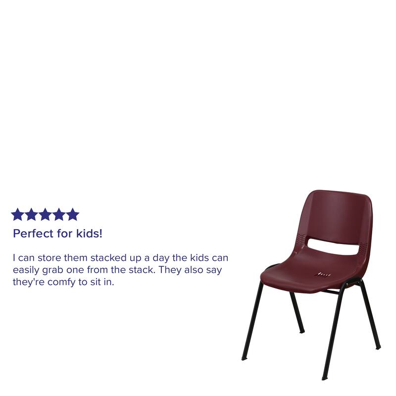 880 lb. Capacity Ergonomic Shell Stack Chair with Metal Frame