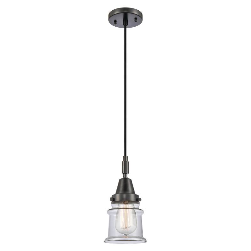 Innovations Lighting Downtown Urban - Caden Canton - 1 Light 5" Cord Hung Mini Pendant - Clear Shade/Matte Black