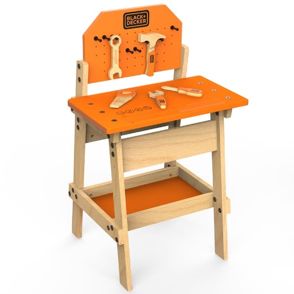 slide 2 of 5, Black and Decker Kids Workbench and six piece Wooden Tool Set