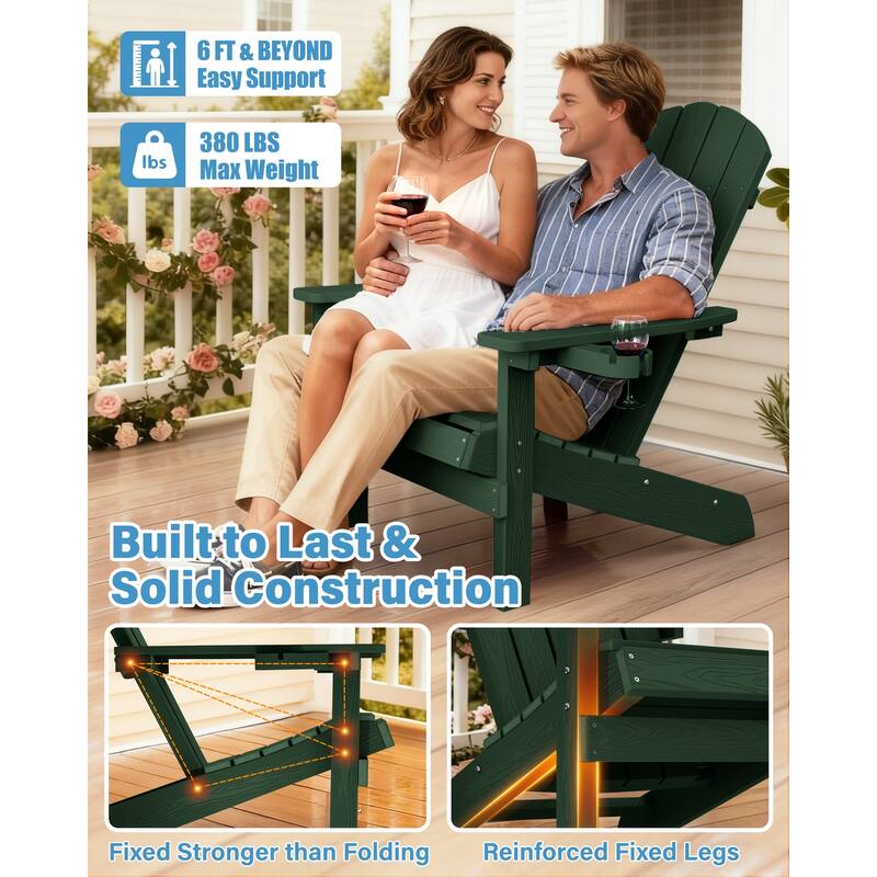 WINSOON All Weather HIPS Outdoor Plastic Adirondack Chairs Set of 2