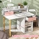 preview thumbnail 5 of 7, Qaba Kids Desk and Chair Set with Storage, Kids Study Desk for Bedroom & Study Room, Girls Boys Aged 3-8 Years, Pink