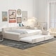 preview thumbnail 23 of 23, Full Size Upholstered Platform Bed with USB and Twin Size Trundle, Beige