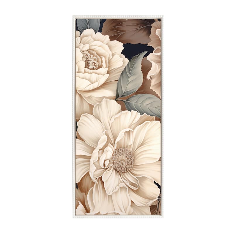 Sylvie Beaded Retro Glam Floral Framed Canvas by Creative Bunch Studio