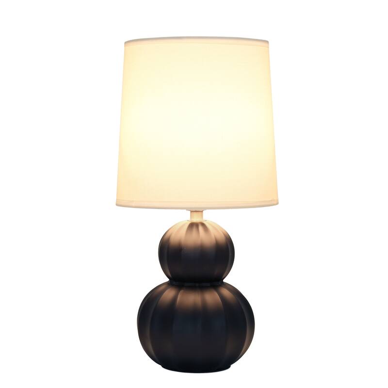 Double Gourd Ceramic Table Lamp with Fabric Shade - 6 x 6 x 13 in. (L x W x H)