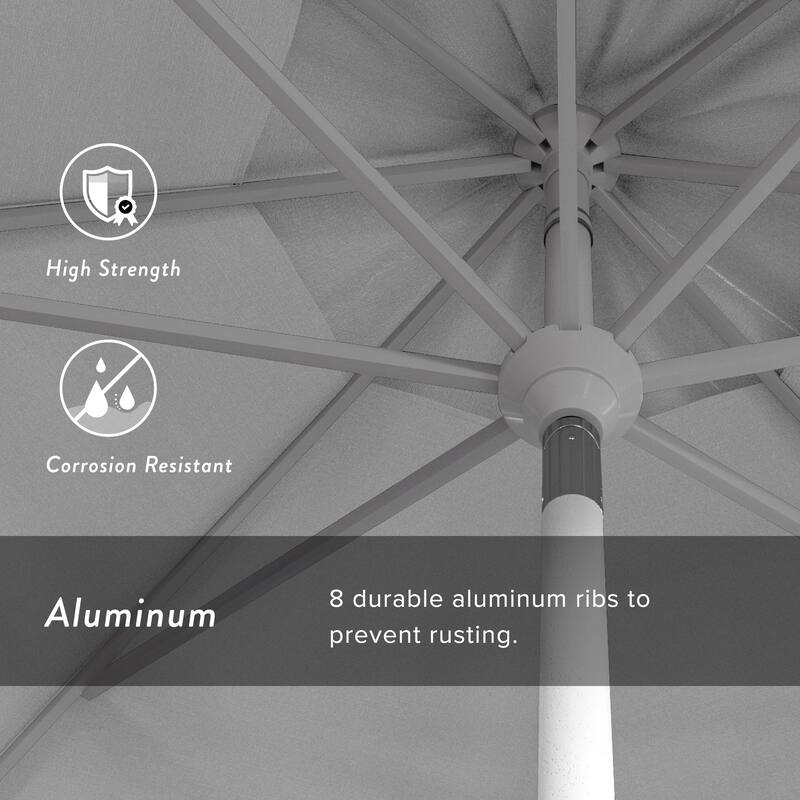 California Umbrella 11' Rd. Aluminum Patio Umbrella, Crank Lift, Collar Tilt, Dbl Wind Vent, White Finish, Sunbrella Fabric