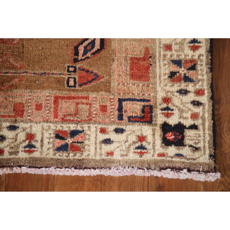 Traditional Ardebil Persian Vintage Runner Rug Handmade Wool Carpet - 2'10"x 10'5"