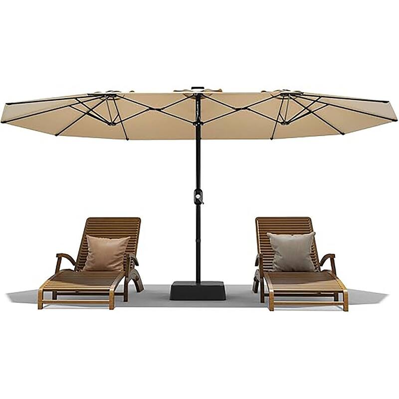 15ft Large Patio Umbrellas with Base, Outdoor Double-Sided Rectangle Market Umbrella