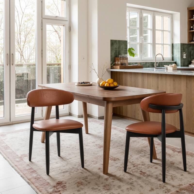 Art Leon Set of 2 Upholstered Accent Dining Chairs with Solid Wood Frame