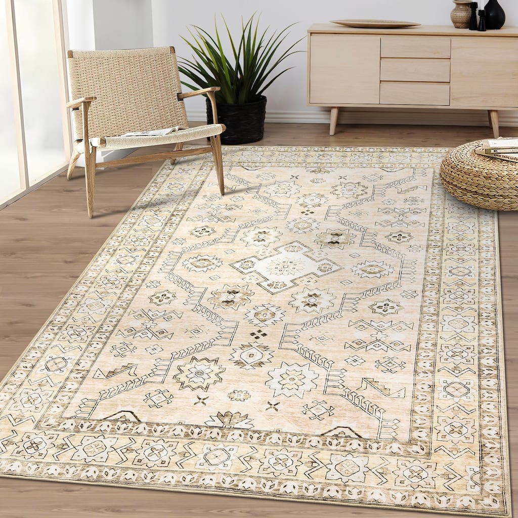 Garvee Vintage Boho Soft Retro Geometric Washable Area Rug