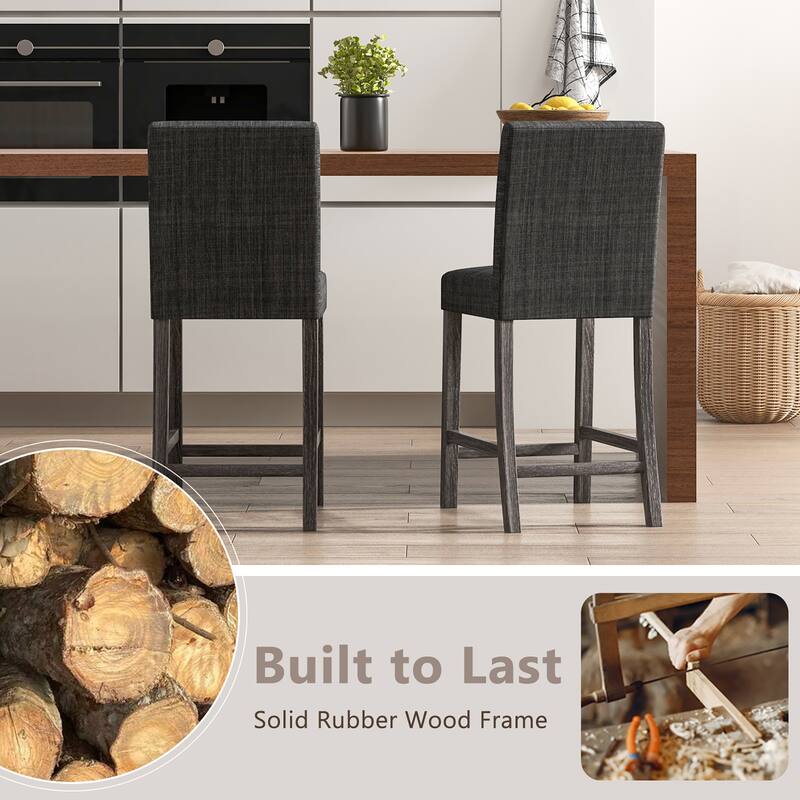 Gymax 4PCS 24.5'' Counter Height Bar Stools Modern Fabric Upholstered