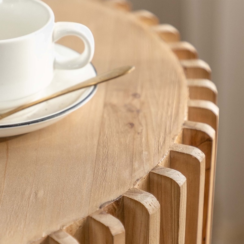 Coffee Table with Vertical Texture Relief Design