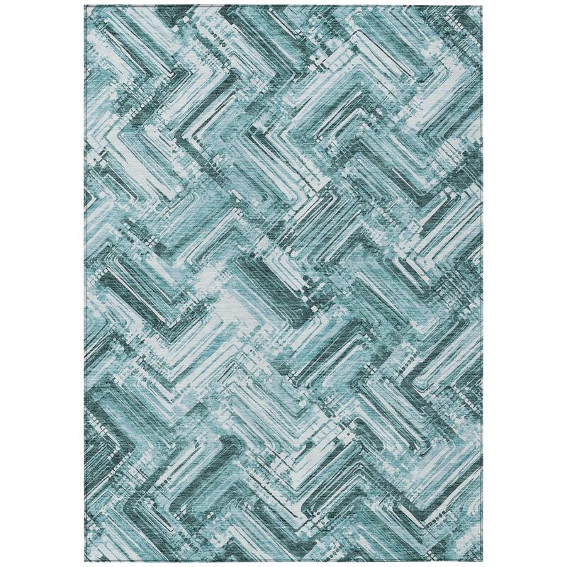 Machine Washable Indoor/ Outdoor Chantille Modern Chevron Rug