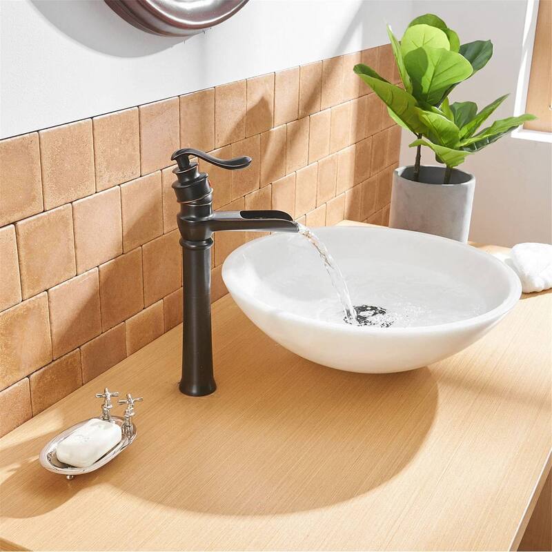 Waterfall Bathroom Vessel Faucet Single Handle Bathroon Vessel Sink Faucets Single Hole High Modern Basin Vanity High Taps
