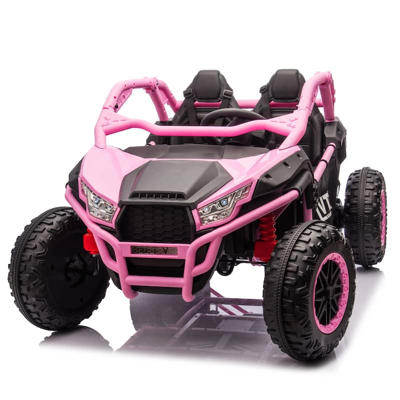 24V Two-seater Kids Ride w/Parents Control,20in seat width,400W Super high power,Horn,Rear storage space,For Kids aged 3+