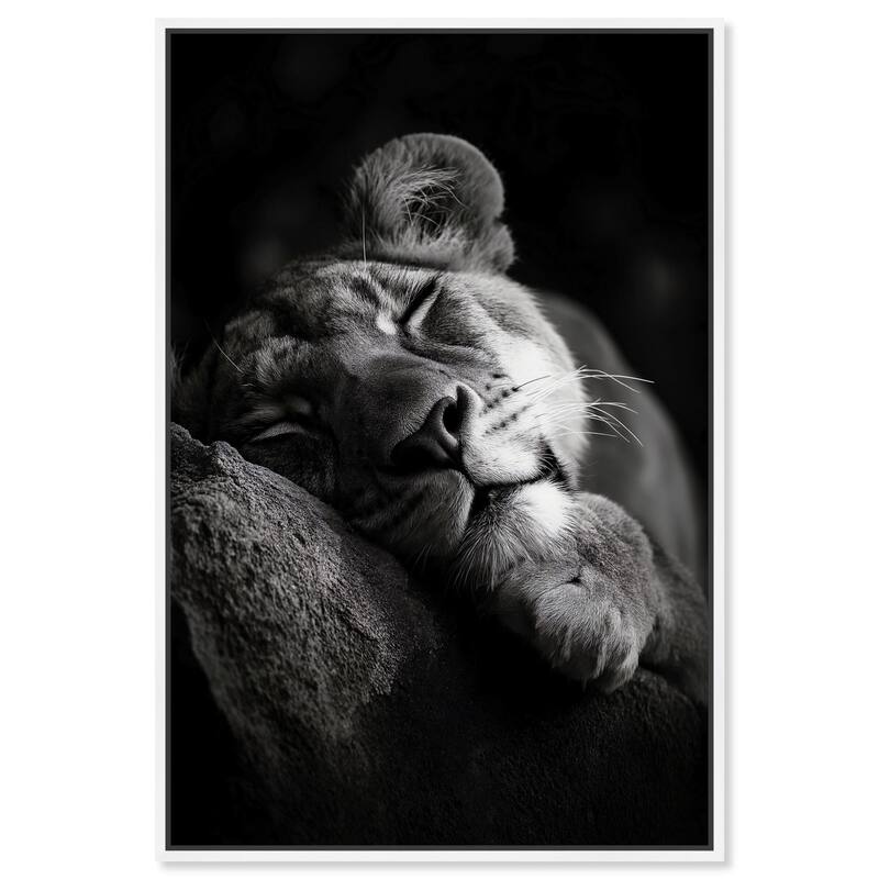 Resting Predator Canvas by Art Remedy - 30" x 45" - White