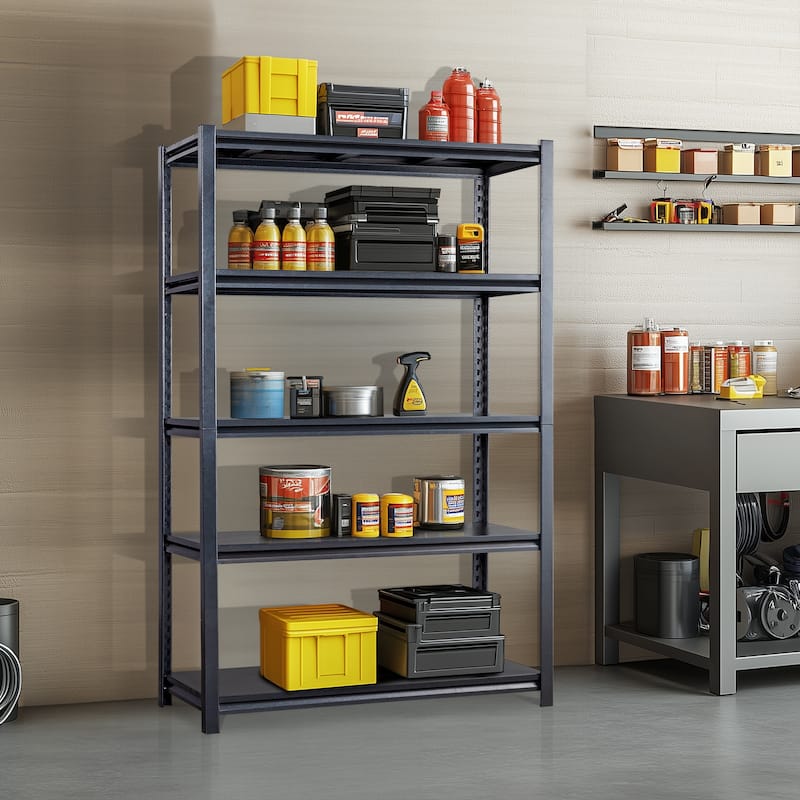 Versatile 5-Tier Metal Storage Rack for Tools Equipment Pantry Items or Warehouse Organization - (78 x 47.2 x 18) in