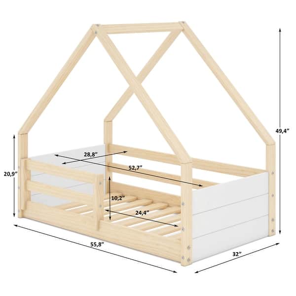 dimension image slide 0 of 2, Polifurniture Brie Toddler Bed with Roof
