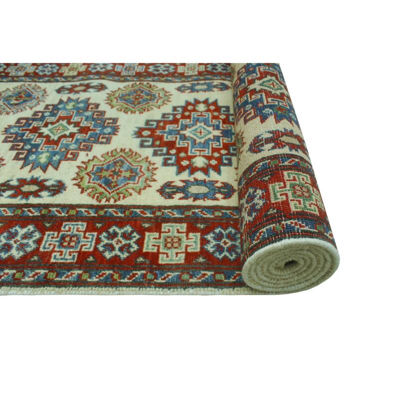 Noori Rug Kazak Oluyemi Ivory/Red Runner - 2'6" x 20'0"