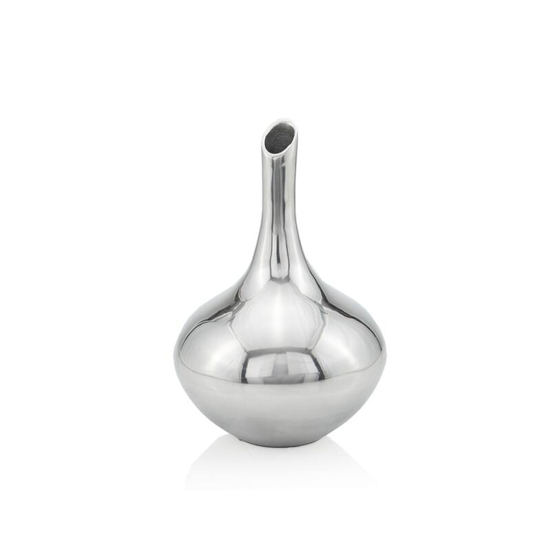 HomeRoots 13" Aluminum Silver Bud Table Vase - 8