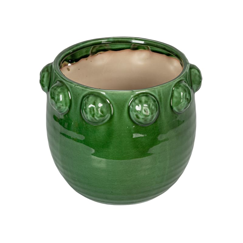 Terra-cotta Planter with Raised Dots Design - 10.5"L x 10.5"W x 9.0"H