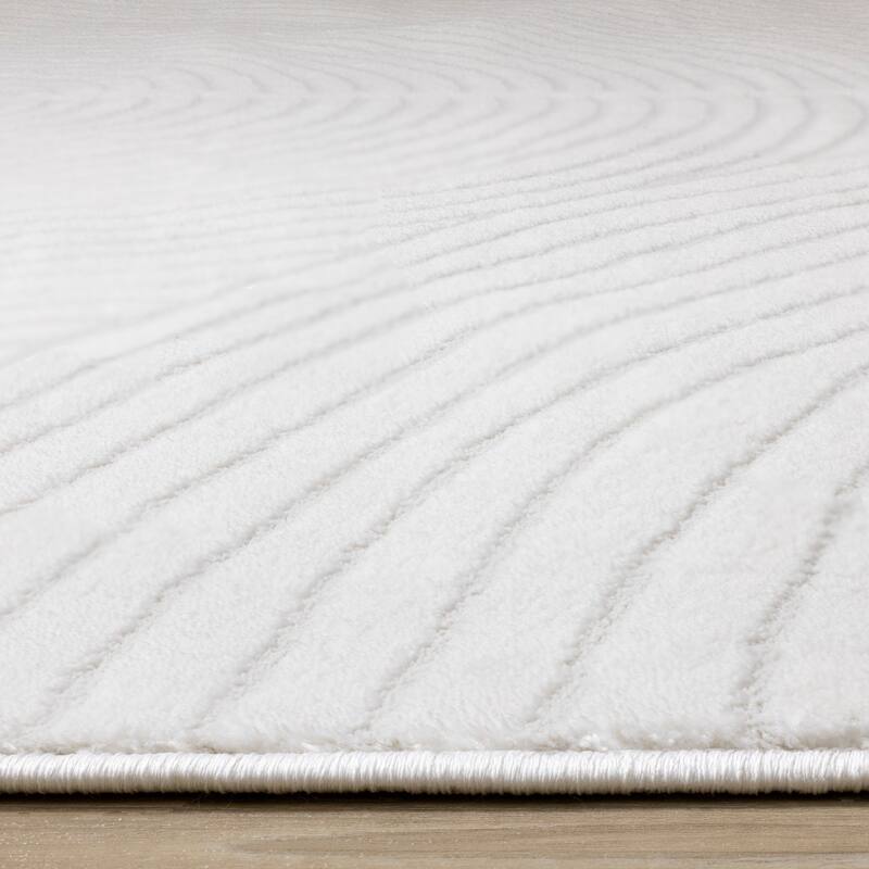 Neutral Swirls Modern Rug in Light Cream