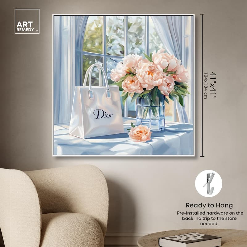 Bag and Peonies Canvas by Art Remedy