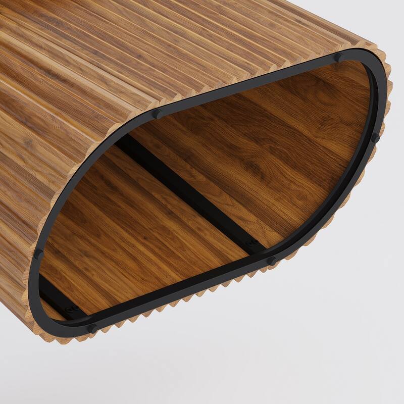 47.2" Coffee Table with Fluted Pedestal, Mid Century Modern Center Table