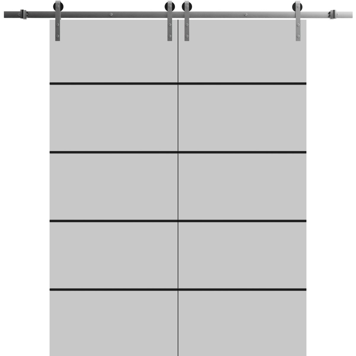 SartoDoors Planum 0015 | Closet Door Double Barn Door | Solid Wood | Hardware Set | 36x80, Grey Matte Bedroom Door Bathroom Door