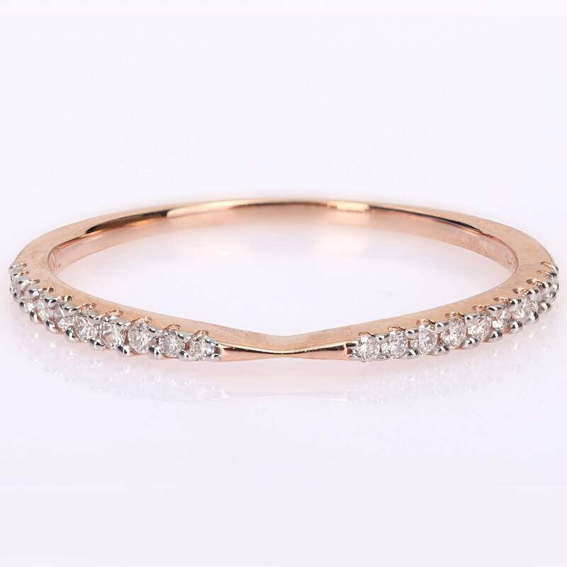 Miadora 1/8ct TDW Diamond Stackable Wedding Band Ring in 14k Rose Gold
