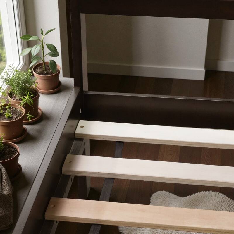 Full/King Size Rubber Wood Bed with Rattan Headboard and 2 Storage Drawers, Solid Frame with Reinforced Support Slats and Feet