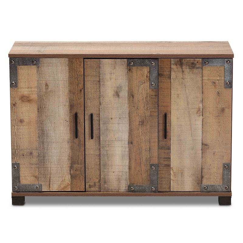 Cyrille Modern and Contemporary Farmhouse Rustic 3-Door Shoe Cabinet