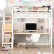 preview thumbnail 2 of 7, Full Size Metal Loft Bed with Desk, Storage Staircase, Wardrobe, and Reversible Stairs - White