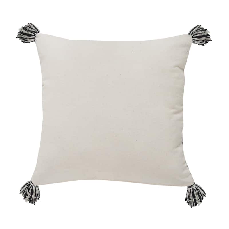 Handwoven Geometric Cotton Throw Pillow Cover - 20" - Black and White