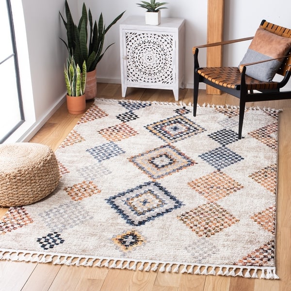 slide 2 of 10, SAFAVIEH Morocco Alheidis Boho Shag Area Rug 2' x 5' - Grey/Rust