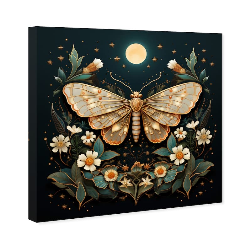 Wynwood Studio Canvas Animals Diamond Dust Butterfly Powers Gold and Metallic Gold Glam Wall Art Canvas Print