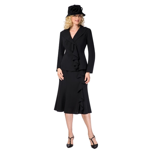 Giovanna Signature Women's 2-pc Machine Washable Ruffled Jkt & Flare Skirt Suit. Opens flyout.