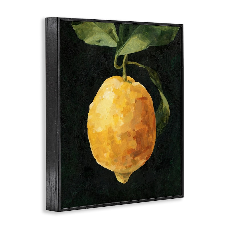 Stupell Abstract Yellow Lemon on Vine Pop over Black Framed Wall Art