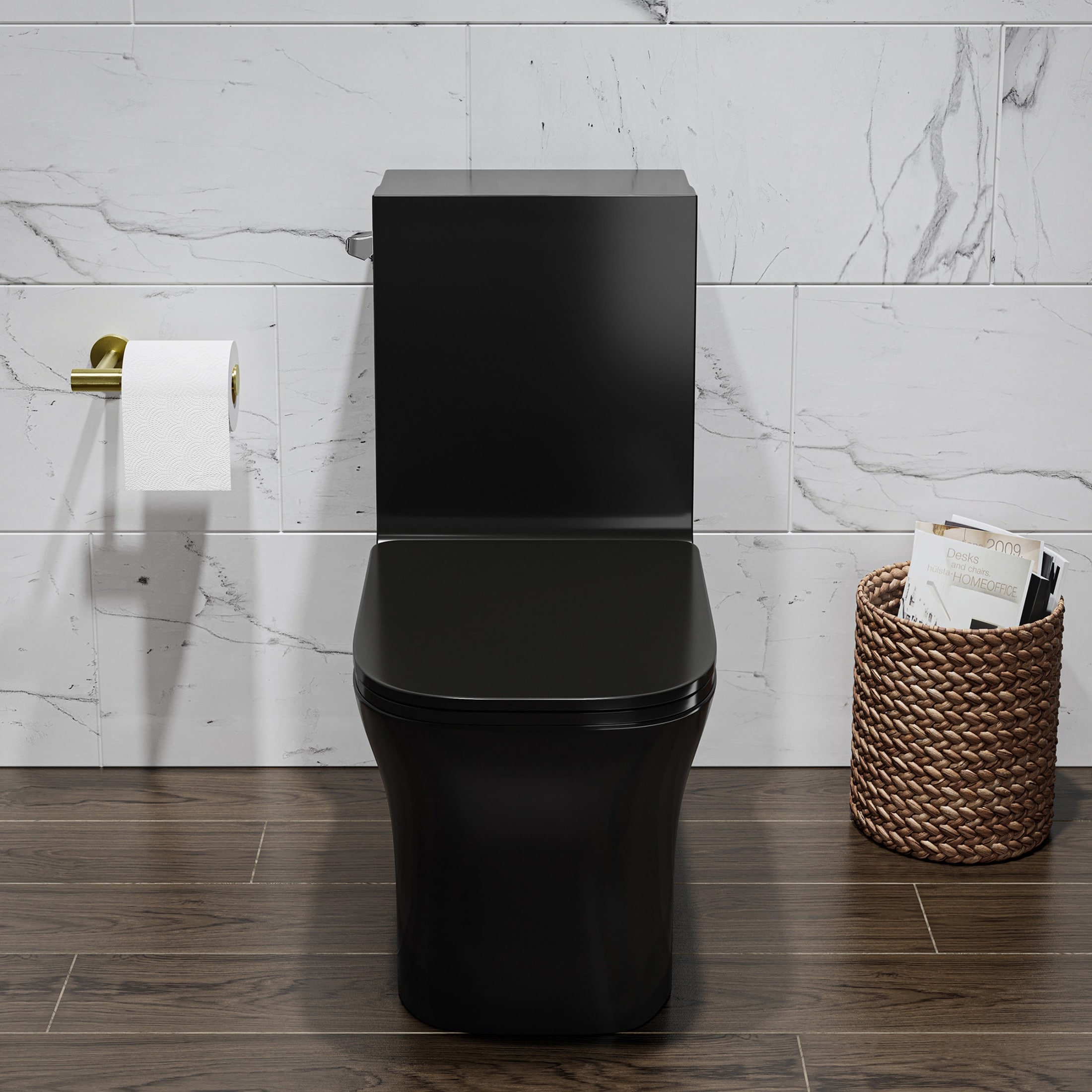 Concorde One-Piece 12" Rough-In 1.28 Gpf Left-Hand Flush Square Toilet In Glossy Black
