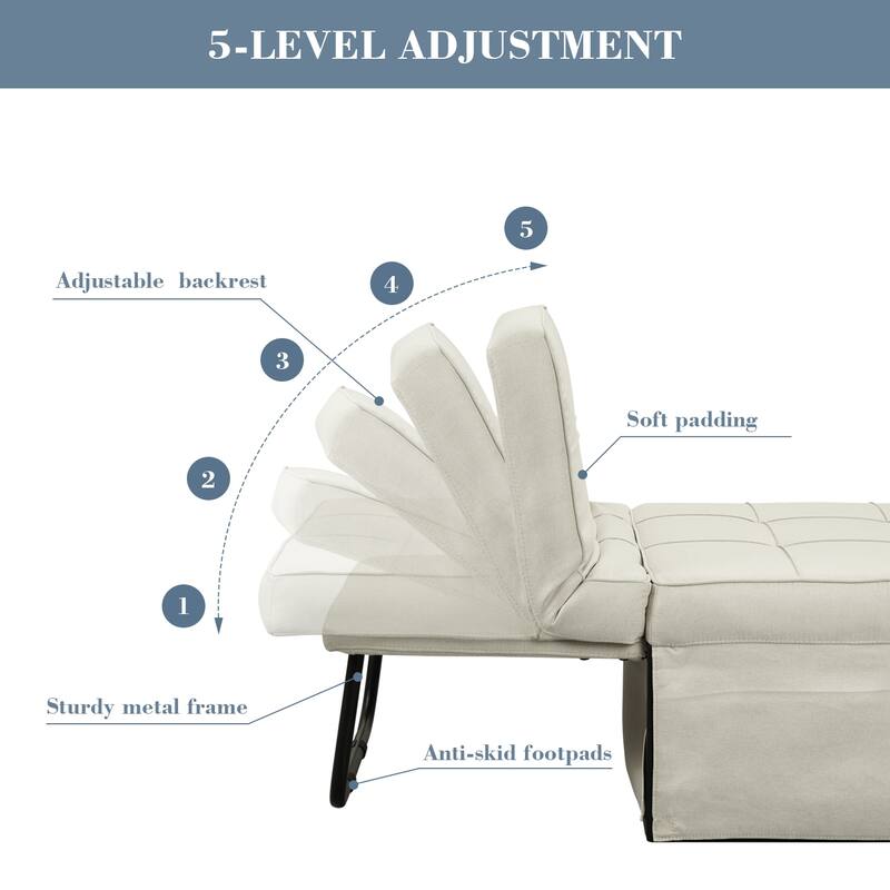 Zenova 4-1 Adjustable Sleeper Sofa Chair with Ottoman, Sofa Bed ,Couch Bed