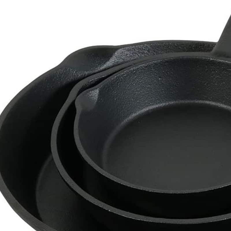 HomeRoots Set of Three Black Cast Iron Frying Pans - 14.00 in. x 2.00 in. x 10.00 in.