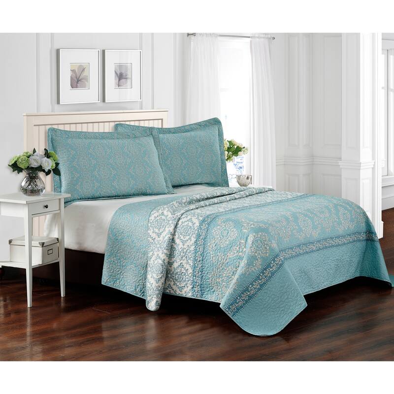 Serenta 3 Piece Printed Microfiber Quilts Coverlet Set, King