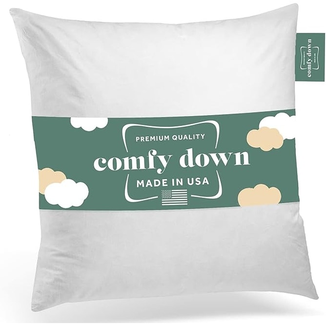 Decorative Throw Pillow Insert, Down and Feathers Fill 100% Cotton Cover Square Pillow Insert