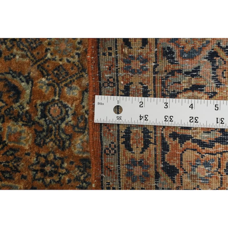Hand Knotted Oriental 100% Wool Carpet Traditional Floral Oranges & Rust Sarouk Area Rug - 4' 7'' X 3' 5''